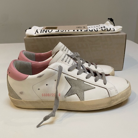 Golden Goose Superstar Sneaker White Leather/Pink Heel/Gray Star sz 38 NIB - Picture 3 of 15